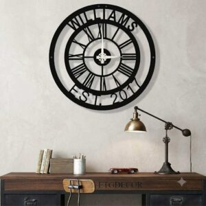 Family Name Wall Clock Personalized Custom Gift for Weddings and Housewarming