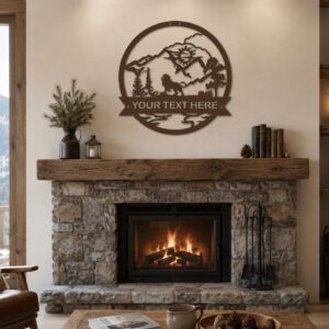Customized Lion Metal Wall Art | Custom Family Name Steel Sign