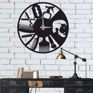Barber Tools Metal Wall Clock