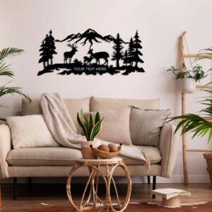 Personalized Deer Family Metal Wall Art