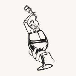 Glass of Wine Girl Line Art - APT749