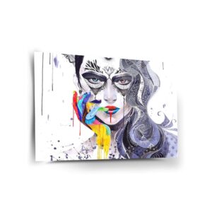 Colorful Hands Woman Glass Wall Decor