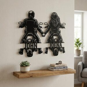 Custom Motorcycle Couple Metal Wall Art