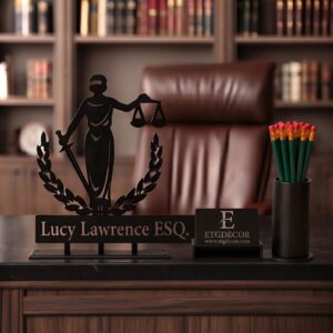 Personalized Lawyer Desk Nameplate & Office Organizer Set