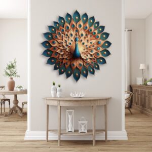 Turquoise Peacock Metal Wall Art