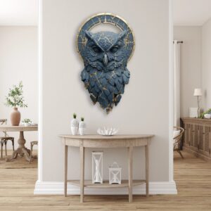 Blue-Gold Owl Metal Wall Art