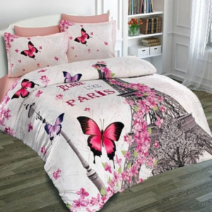 Paris Eiffel Tower Sunset 3D Digital Print Double Duvet Cover Set