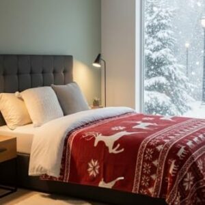 Merry Christmas Patterned Cotton Blanket 150x200 cm