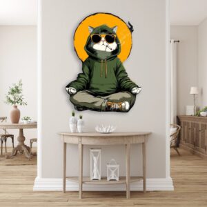 Hooded Cool Cat Metal Wall Art