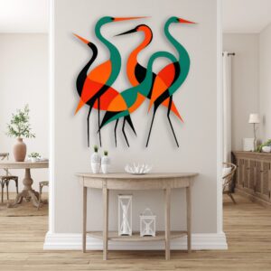 Abstract Heron Birds Metal Wall Art