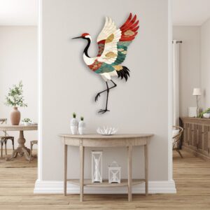 Japanese Crane Tile Pattern Metal Wall Art