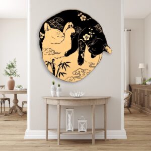 Yin Yang Cats Metal Wall Art