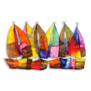 Colorful Sailboats I Metal Wall Art