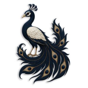 Navy-Gold Peacock Metal Wall Art