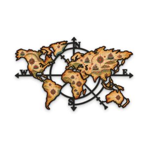 Antique World Map Metal Wall Art