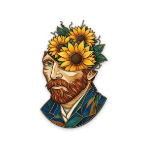 Sunflower Van Gogh Portrait Metal Wall Art