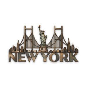 New York and Statue of Liberty Metal Wall Art
