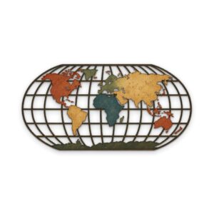 Vintage World Map Globe Metal Wall Art