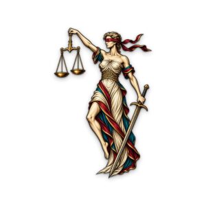 Golden Scales Lady Justice Metal Wall Art