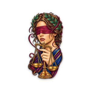 Blindfolded Lady Justice Metal Wall Art