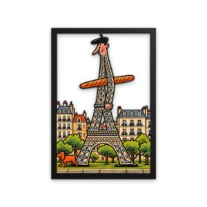 Eiffel Tower with Baguette Metal Wall Art