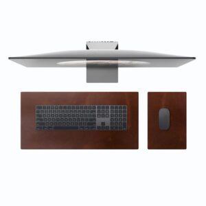 Genuine Leather Desk Mat and Mouse Pad Set (Scratch-Resistant)