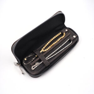 Genuine Leather Prayer Bead Bag - Gray