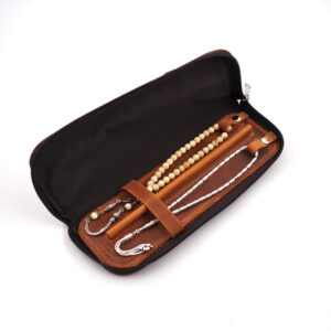 Genuine Leather Prayer Bead Bag - Tan