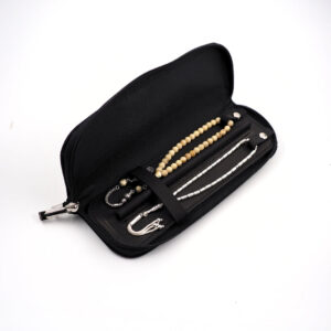 Genuine Leather Prayer Bead Bag - Black