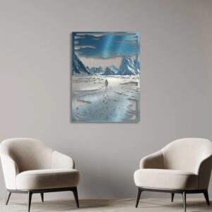 Silent Journey Nihilist Penguin and Glaciers Metal Wall Art