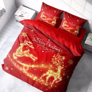 Merry Christmas 3D Red Stars Bedding Set – Double